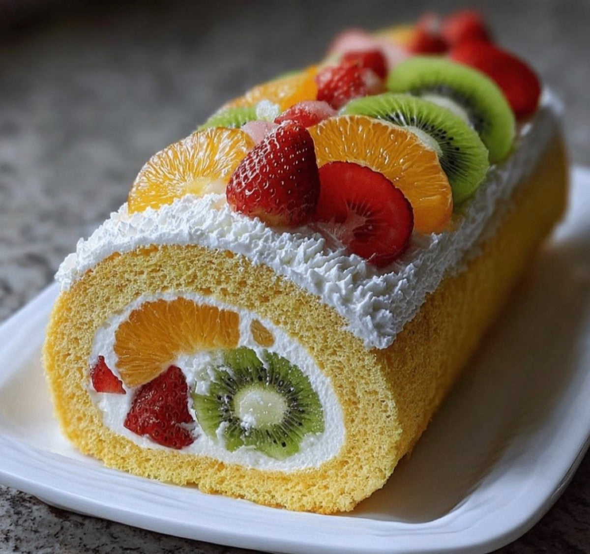 Tropical vanilla roll cake